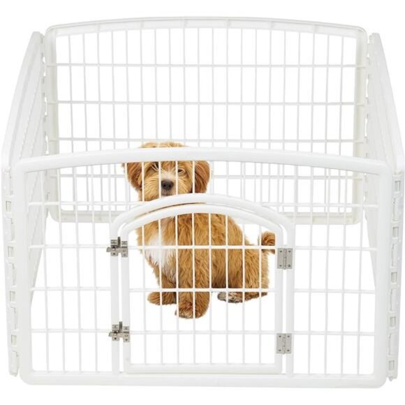 24" Exercise 4-Panel Pet Playpen with Door for Small and Medium Dog, White - Picture 1 of 6